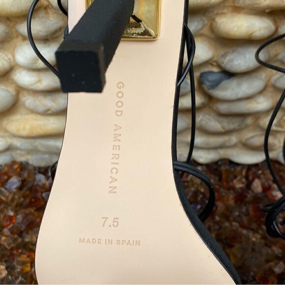 New (NIB): Good American Caged Slanted Sandals in Neoprene Black size 7.5 - Picture 9 of 13